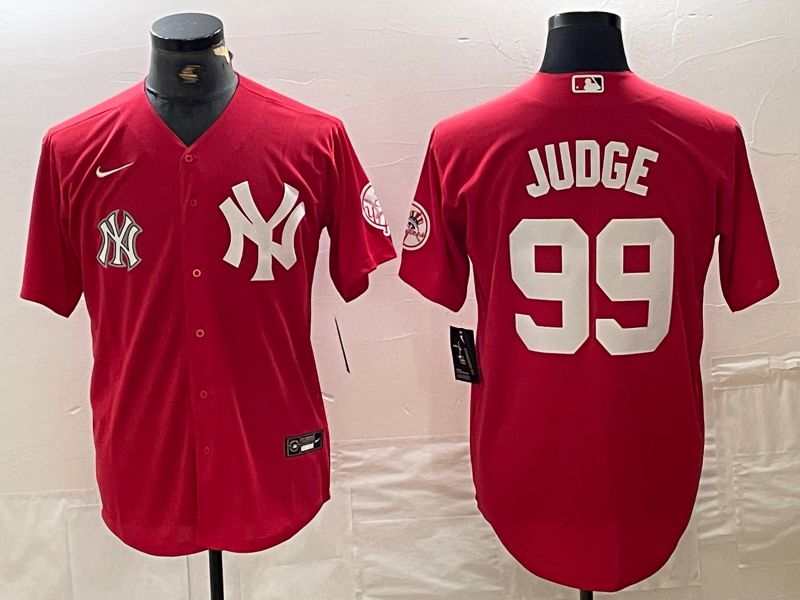 Men New York Yankees #99 Judge Red joint name Nike 2024 MLB Jersey style 2